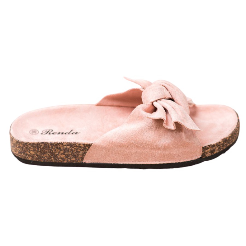 Renda Bequeme Hausschuhe mit Schleife rosa