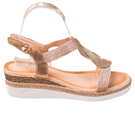 Diamantique Keilsandalen aus Textil golden