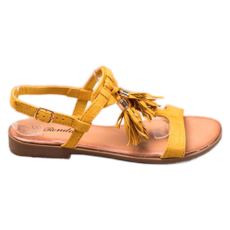 Renda Sandalen mit Fransen gelb