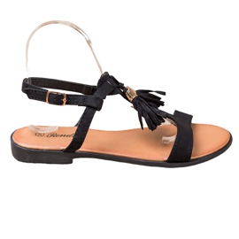 Renda Sandalen mit Fransen schwarz