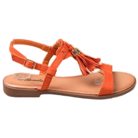 Renda Sandalen mit Fransen orange