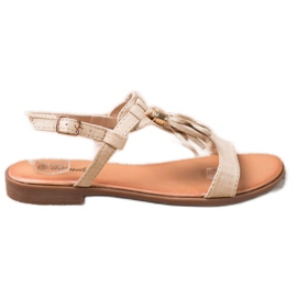 Renda Sandalen mit Fransen beige