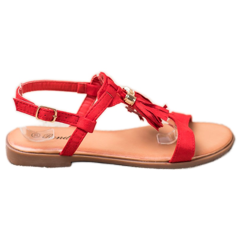 Renda Sandalen mit Fransen rot