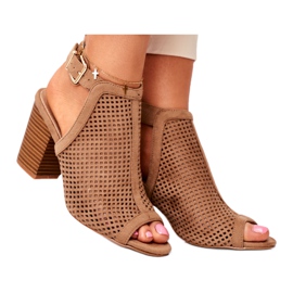 Bellucci Durchbrochene Stiefel für Damen Peep Toe Beige Paradise