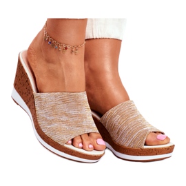Damen Hausschuhe On Wedge Sergio Leone Beige SK320 golden