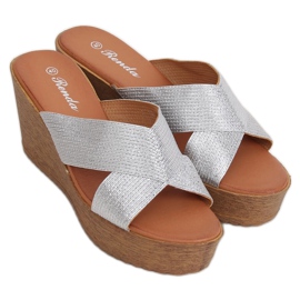 Silberne Keilpantoffeln 10-235 Silber grau