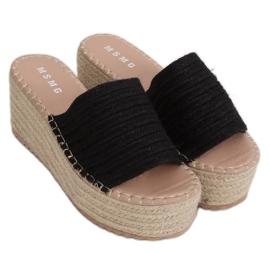 Schwarze Espadrilles auf dem Keil LL909 Black