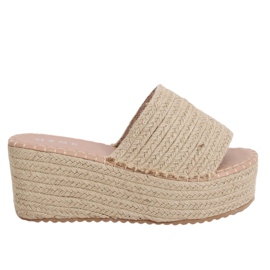 Beige Espadrilles Keilpantoffeln LL909 Beige
