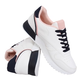 Weiße Damen Sportschuhe BK938 WHITE / NAVY marineblau