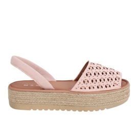 Sandalen, Espadrilles, rosa durchbrochene WH931 Pink