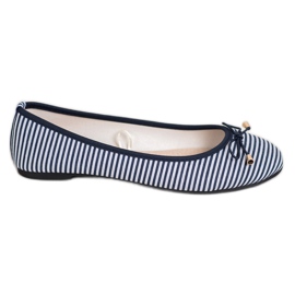 SHELOVET Gestreifte Ballerina weiß marineblau
