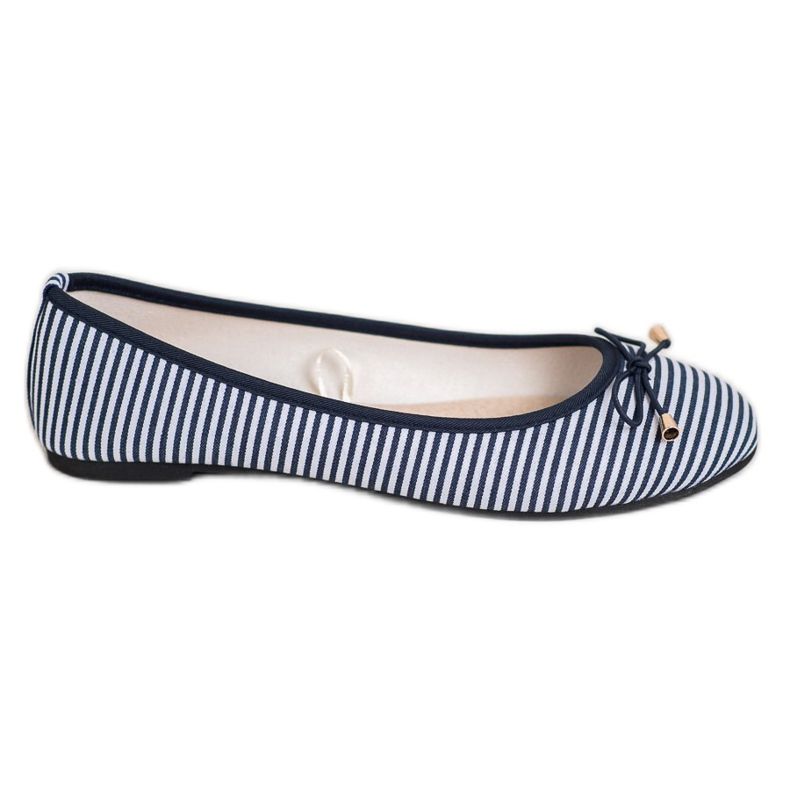 SHELOVET Gestreifte Ballerina weiß navy blau