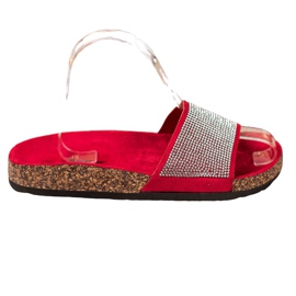 Bona Hausschuhe mit Zirkonia rot