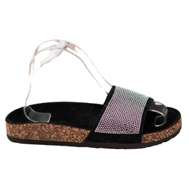 Bona Hausschuhe mit Zirkonia schwarz