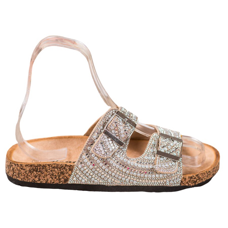 Bona Stilvolle Hausschuhe mit Schnalle golden