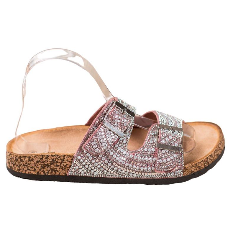 Bona Stilvolle Hausschuhe mit Schnalle rosa