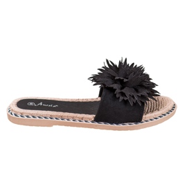 Anesia Paris Stilvolle Hausschuhe mit Ornament schwarz