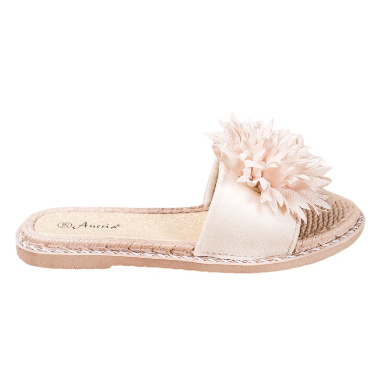 Anesia Paris Stilvolle Hausschuhe mit Ornament beige