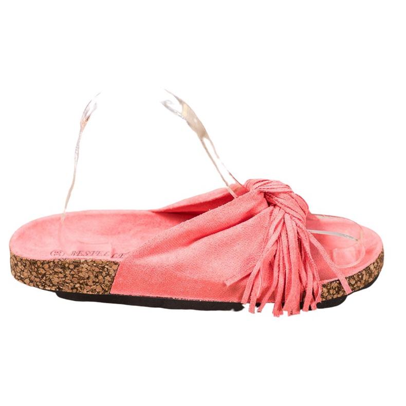 Bestelle Wildlederhausschuhe mit Fransen rot