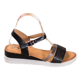 Renda Keilsandalen mit Öko-Leder schwarz