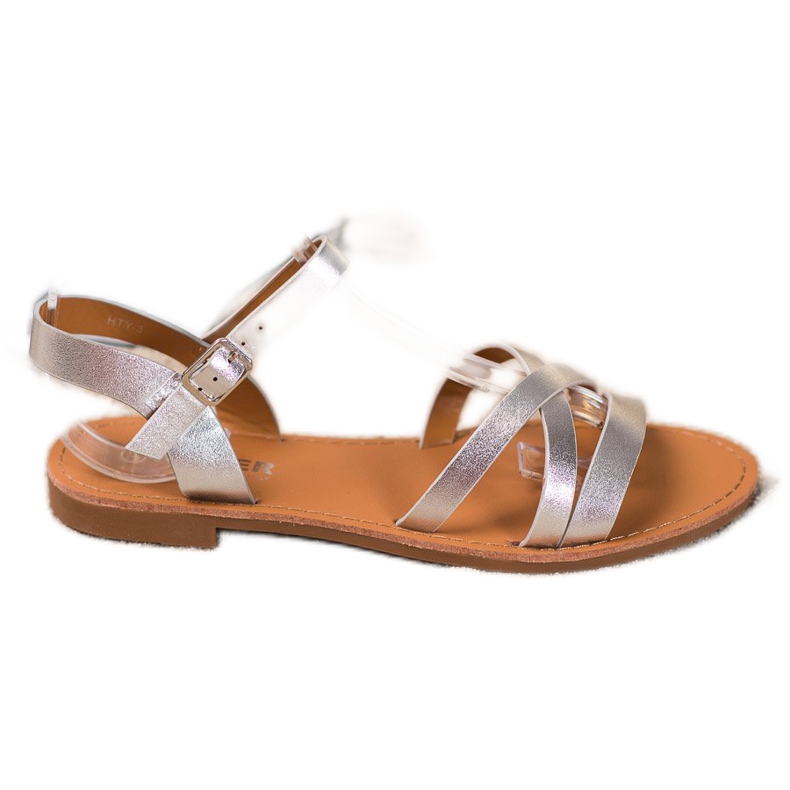 SHELOVET Sandalen mit flachem Absatz grau