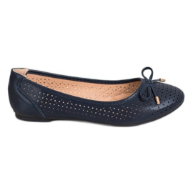 SHELOVET Durchbrochene Ballerina mit Öko-Leder navy blau