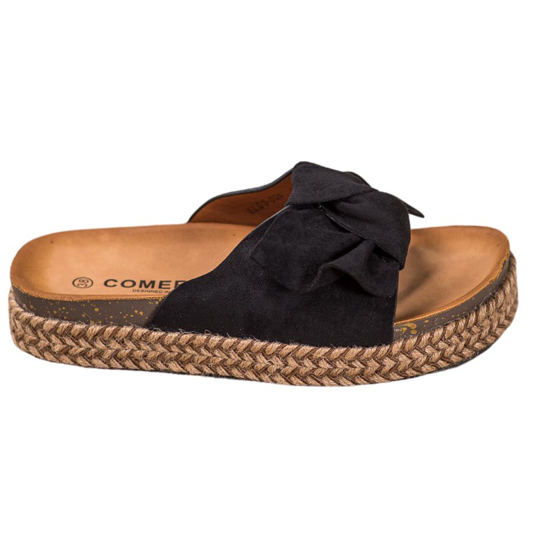 Comer Hausschuhe auf einer hohen Plattform schwarz