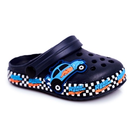 Giolan Kinder Hausschuhe Foam Crocs Navy Blue Road Racing marineblau blau orange