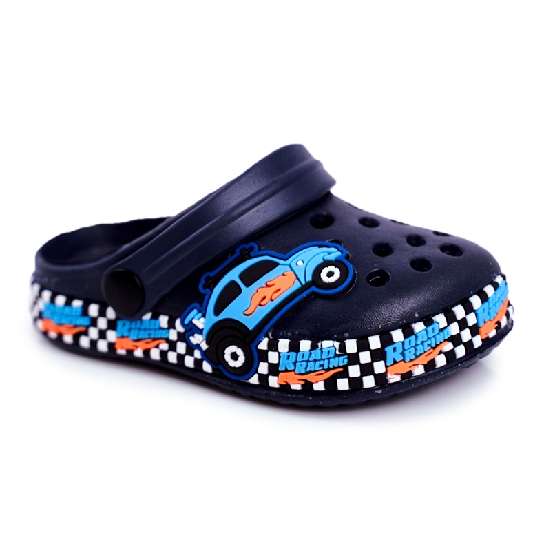 Giolan Kinder Hausschuhe Foam Crocs Navy Blue Road Racing navy blau blau orange
