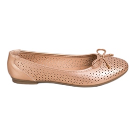 SHELOVET Durchbrochene Ballerina mit Öko-Leder golden