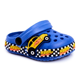 Giolan Kinderhausschuhe Schaumstoff Crocs Blue Road Racing blau gelb