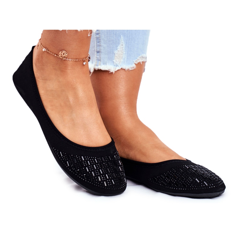 Le Scarpe Schwarze Damenballerinas mit Amantero Zirkonia