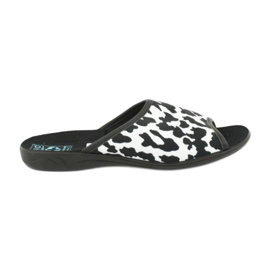 Adanex 24957 Leoparden Damen Hausschuhe weiß schwarz