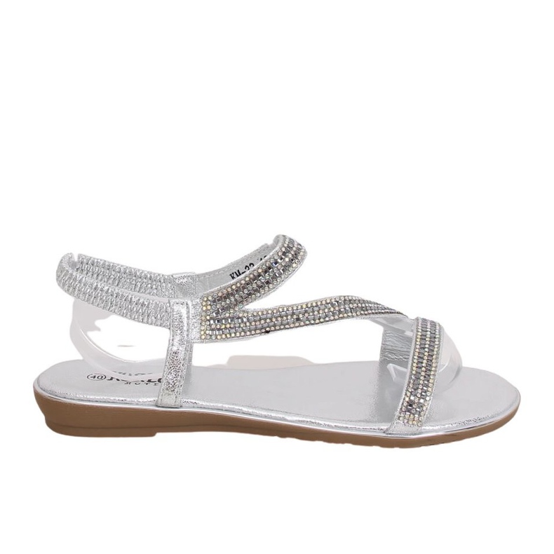 KM-33 Silver asymmetrische silberne Sandalen grau