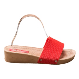 Bona Stilvolle Hausschuhe auf der Plattform rot