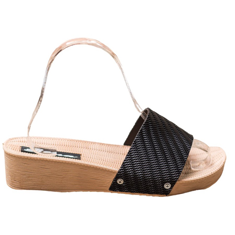 Bona Stylische Keilpantoffeln schwarz