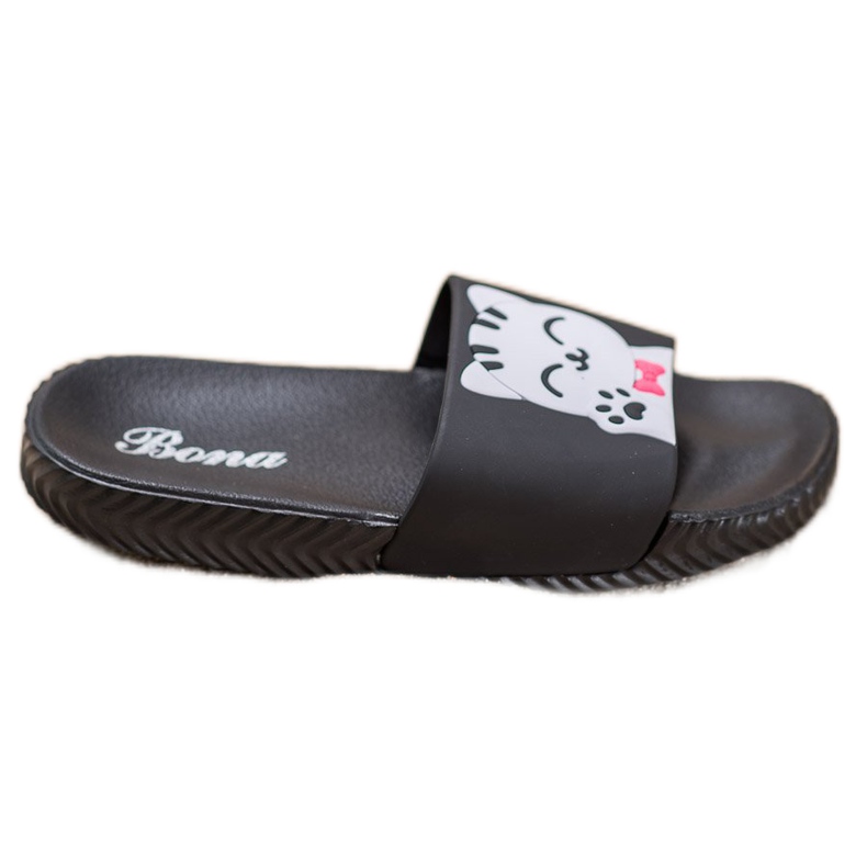Bona Schwarze Hausschuhe mit Applikation