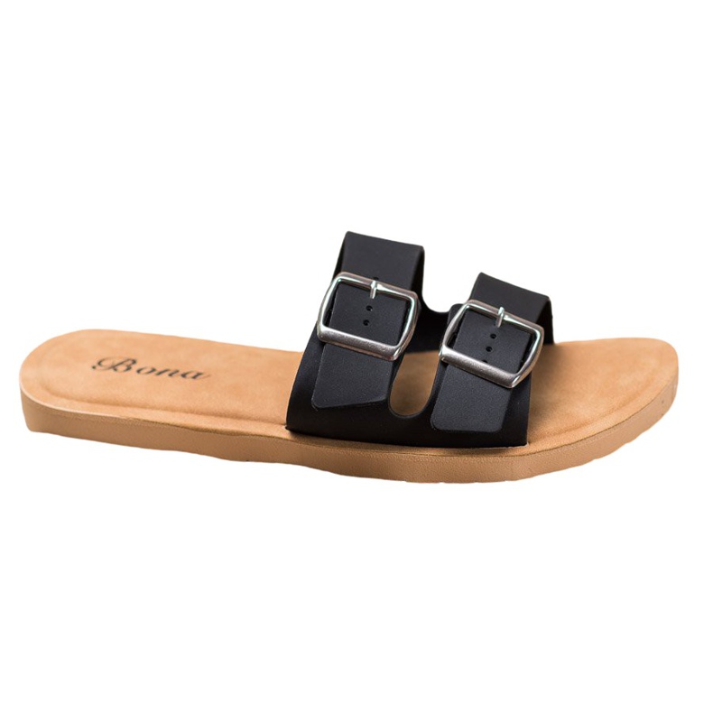 Bona Klassische Hausschuhe mit Schnalle schwarz