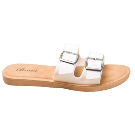 Bona Klassische Hausschuhe mit Schnalle weiß