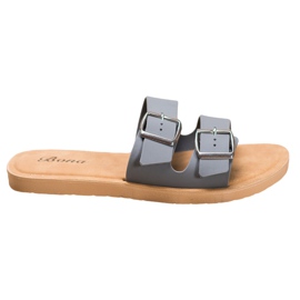 Bona Klassische Hausschuhe mit Schnalle grau