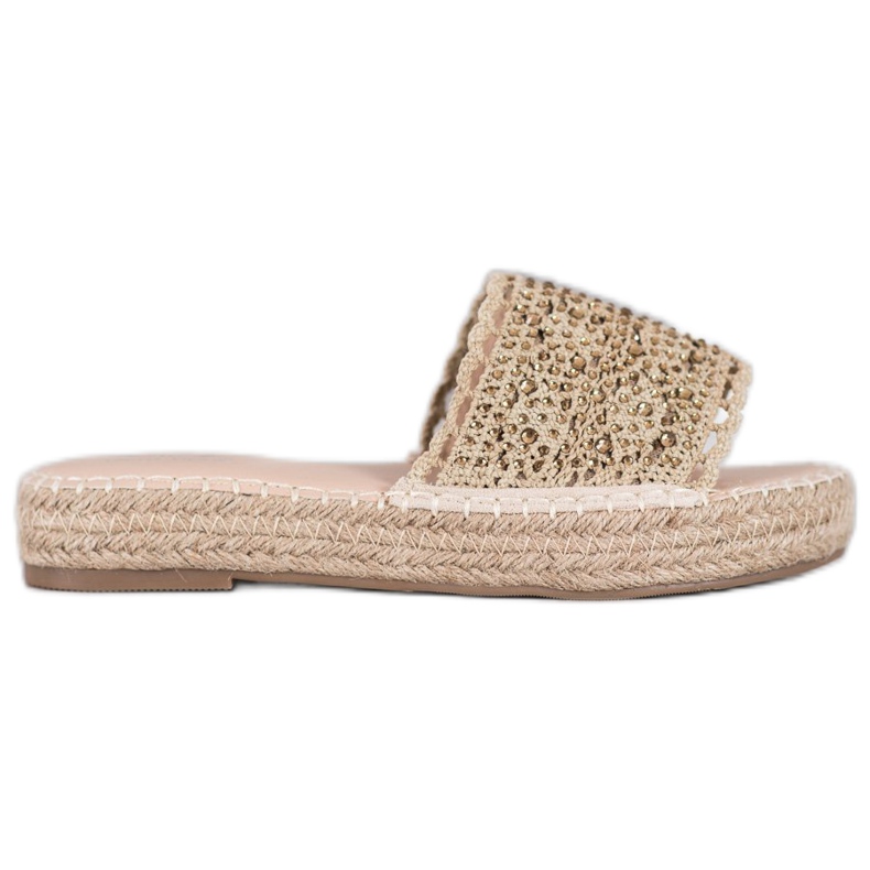 Small Swan Hausschuhe mit Kristallen beige