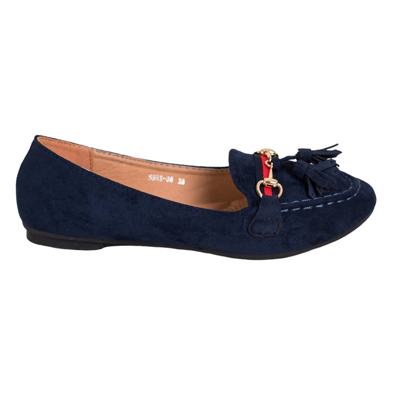 SHELOVET Marineblaue Loafer mit Fransen