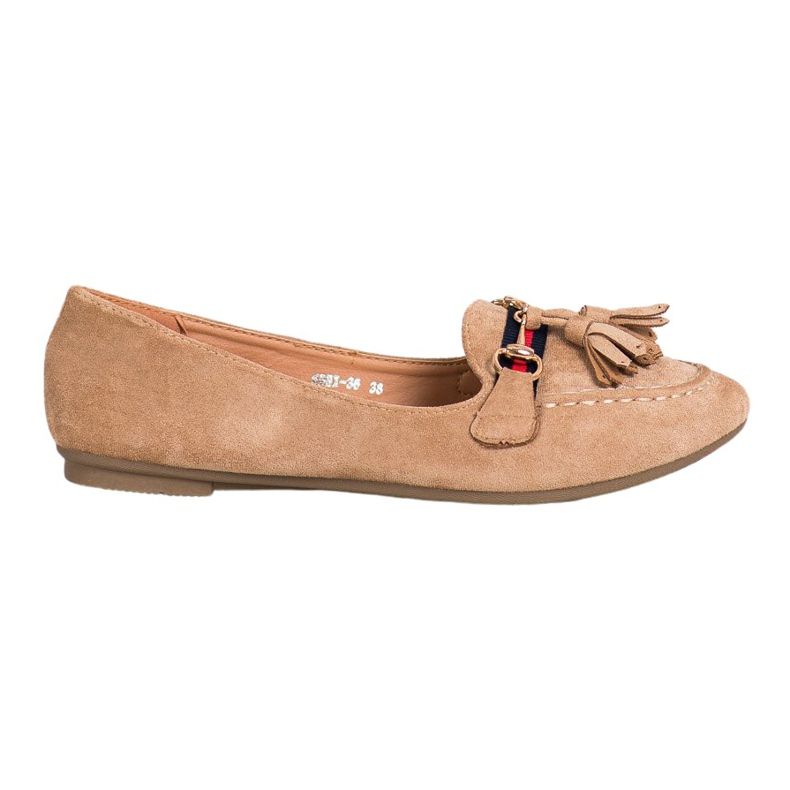 SHELOVET Beige Slipper mit Fransen