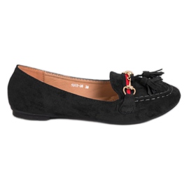 SHELOVET Schwarze Loafer mit Fransen