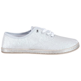 SHELOVET Silberne Sneaker mit Glitzer grau