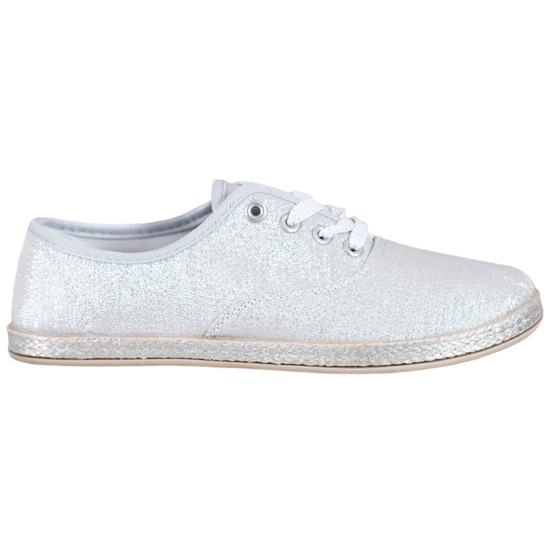 SHELOVET Silberne Sneaker mit Glitzer grau