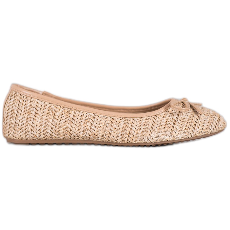 SHELOVET Geflochtene Ballerina mit Schleife beige