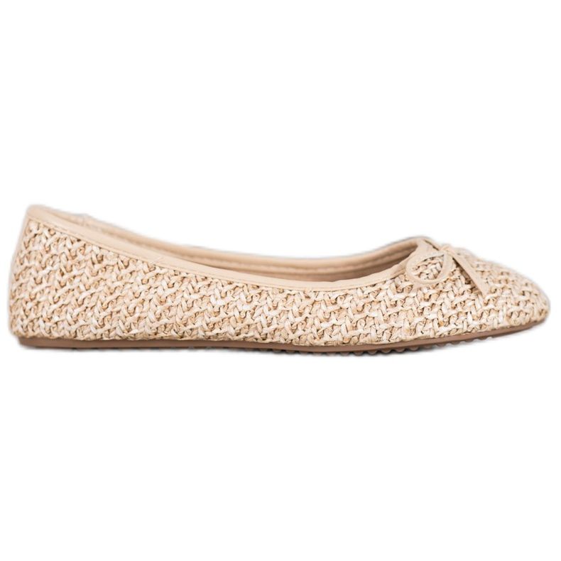 SHELOVET Geflochtene Ballerina mit Schleife beige