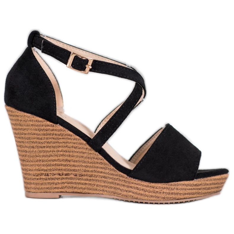 Small Swan Schwarze Wildleder Wedges
