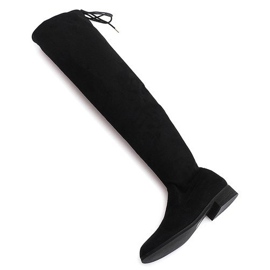 Hohe Wildlederstiefel Lycra 3037 Schwarz weiß